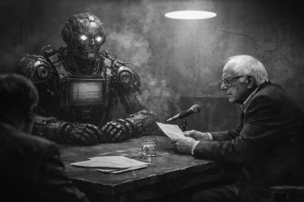 Bernie Sanders diskutiert mit der Maschine